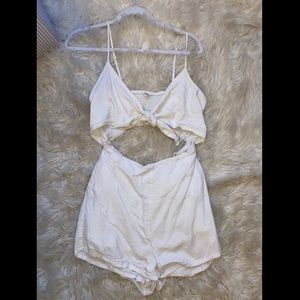 White Tie Front Garage Romper.